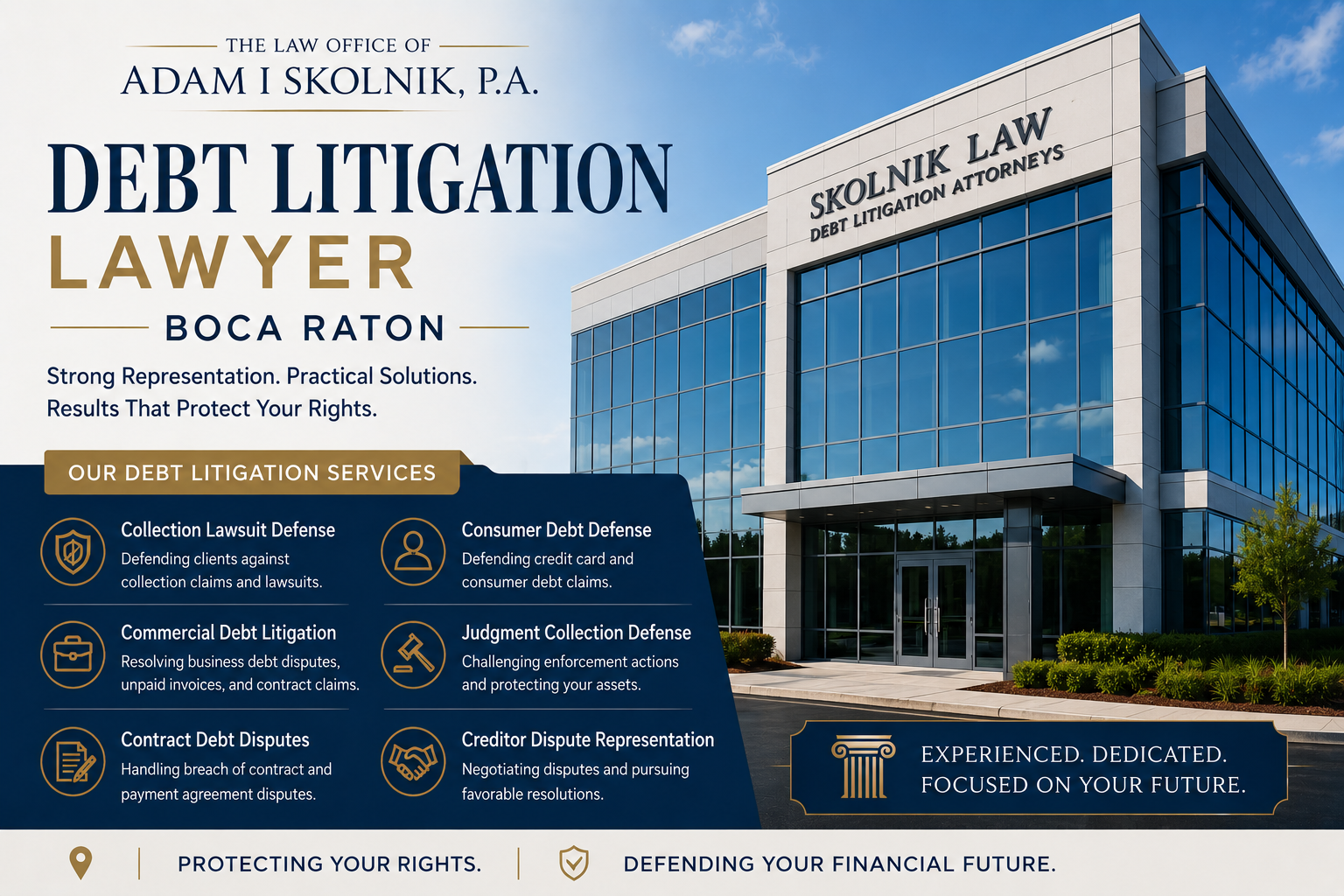 Litigation Attorney Boca Raton services graphic for The Law Office of Adam I Skolnik, P.A.